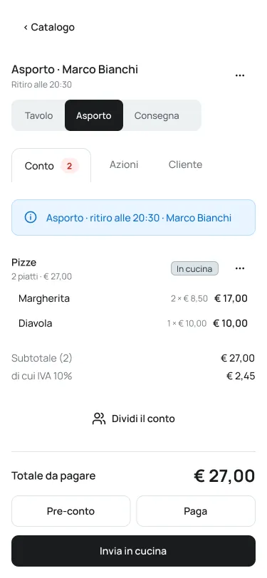 Banco e asporto
