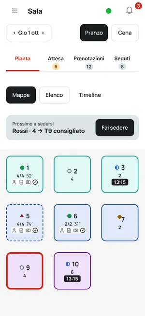 Piantina della sala su telefono