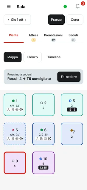 Piantina della sala su telefono